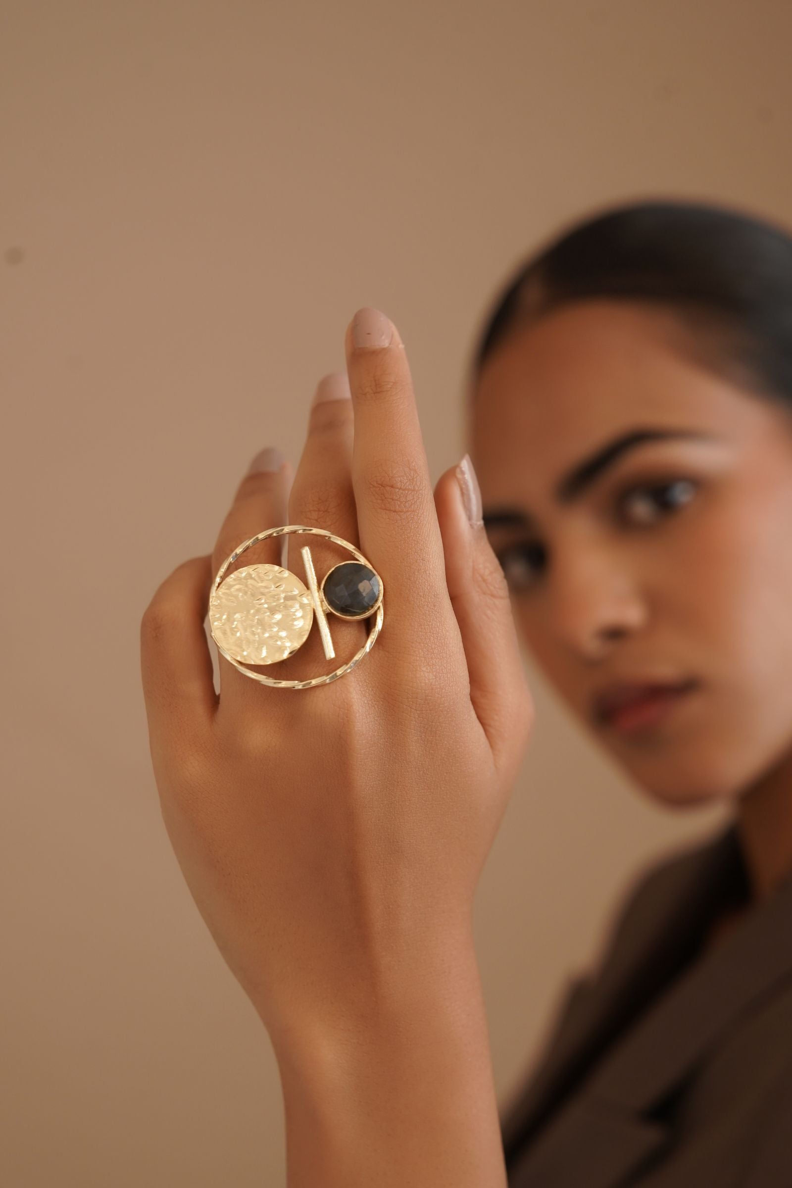 Labradorite Cirque Gold Statement Ring