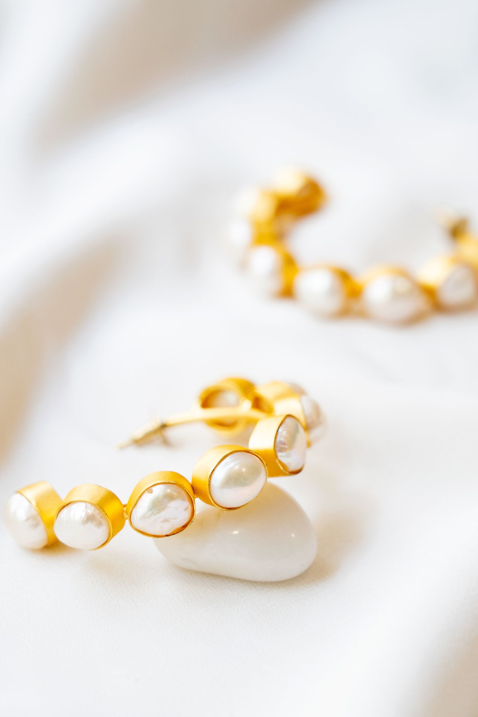 Baroque Pearl Hoop Earrings- Big