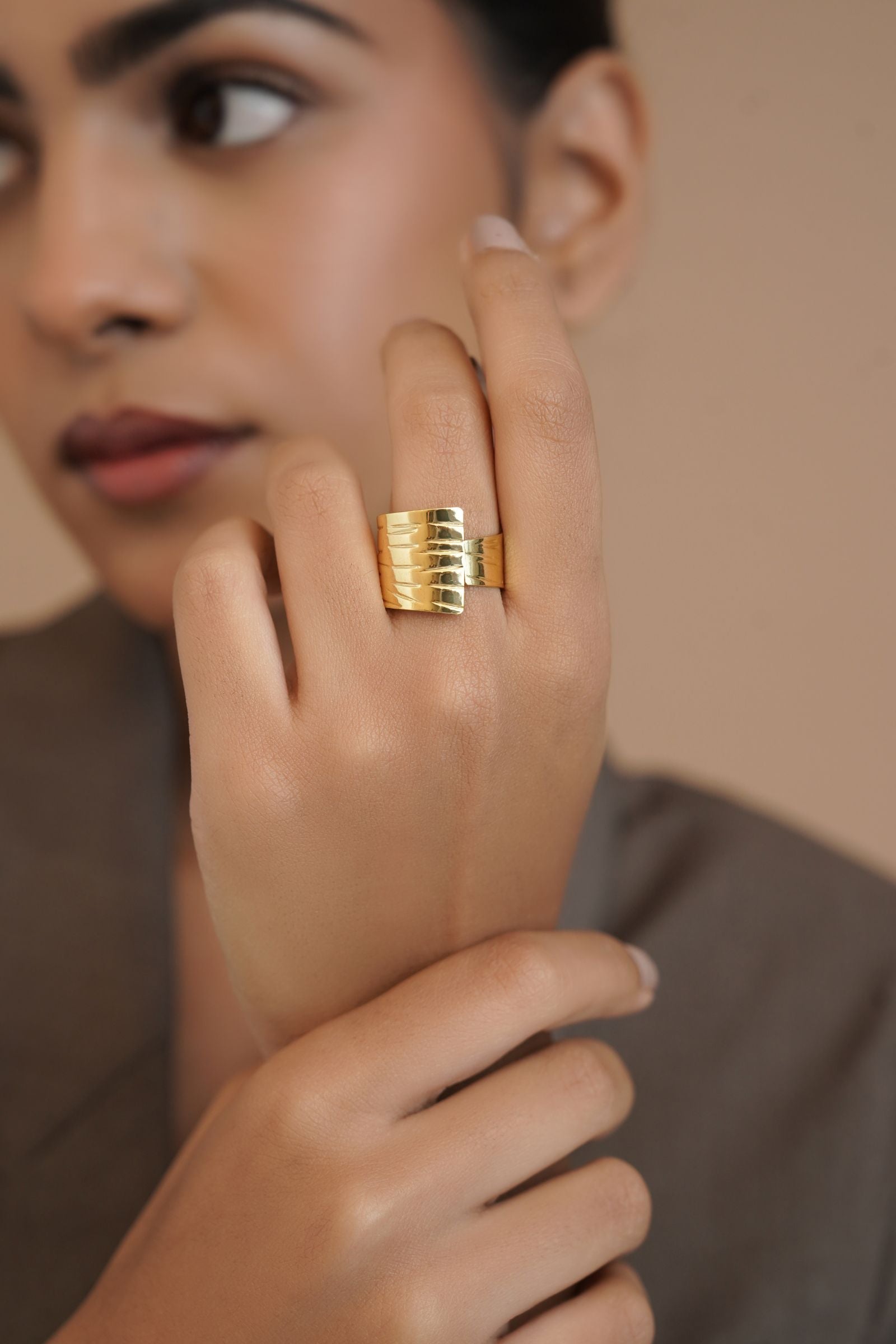 Tindra Textured Gold Ring