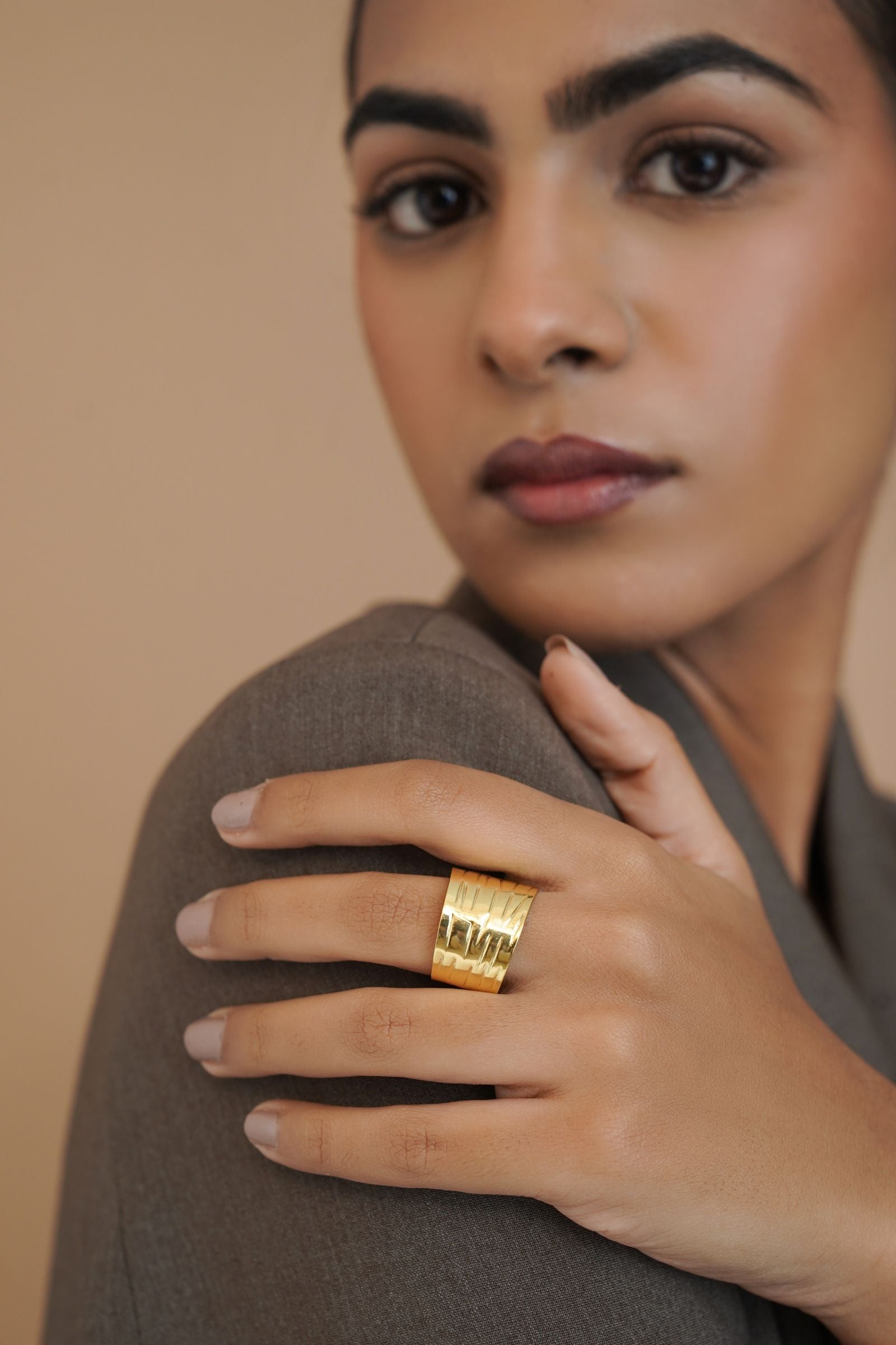 Tindra Textured Gold Ring