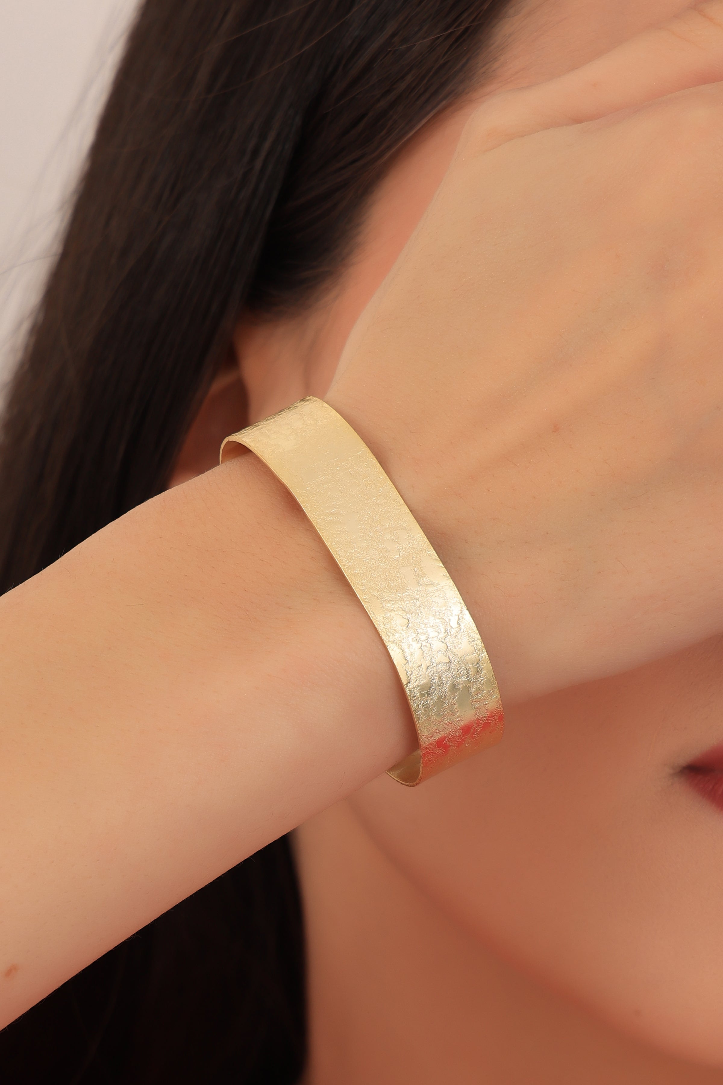 Gold Textured Cuff Bracelet