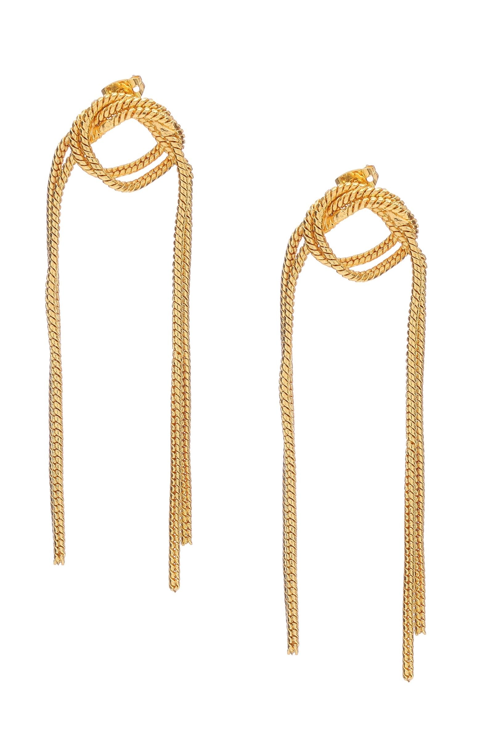 Knotted Chain Fringe Drop Earrings