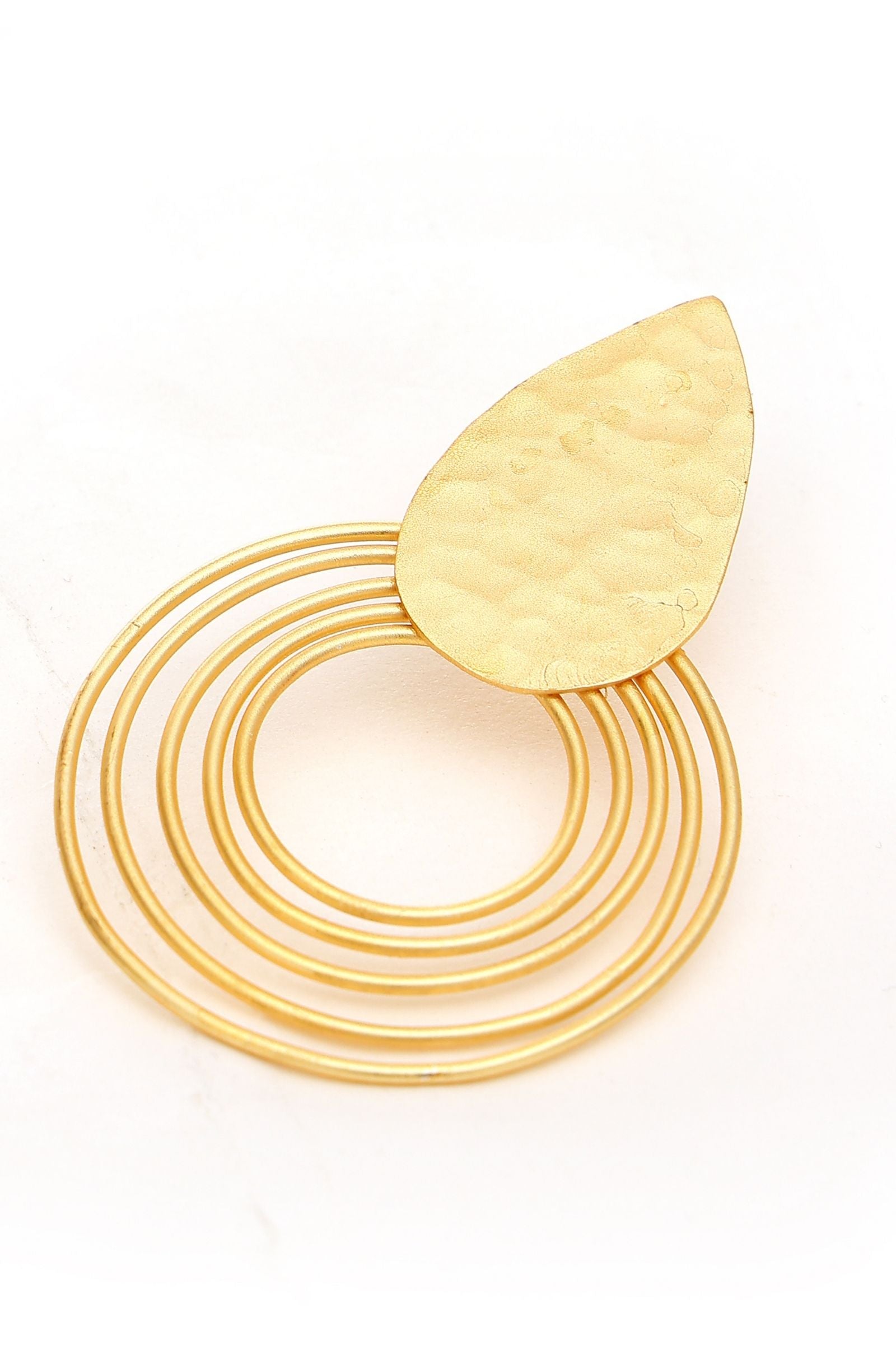 Textured Matte Gold Long Hoops