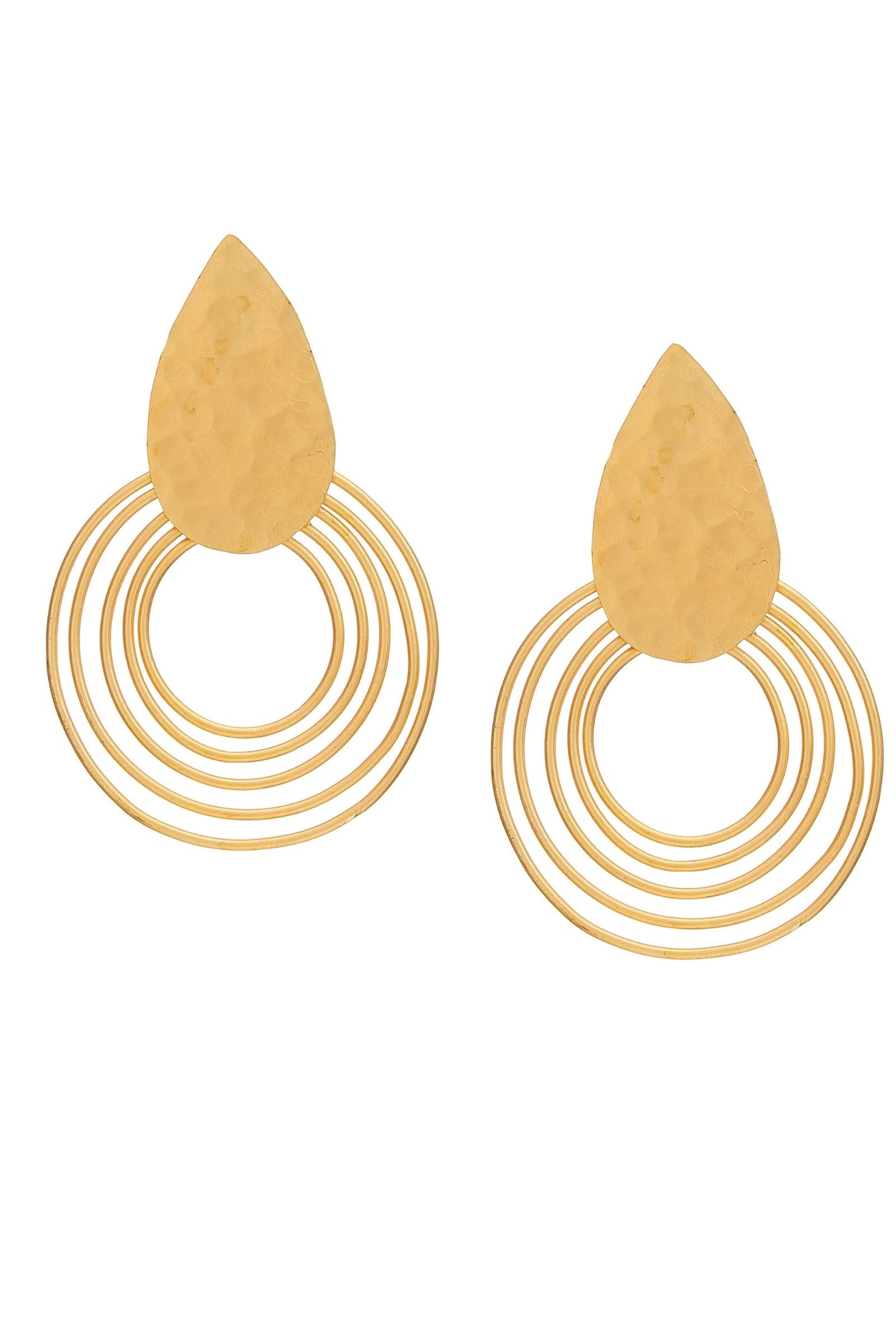 Textured Matte Gold Long Hoops