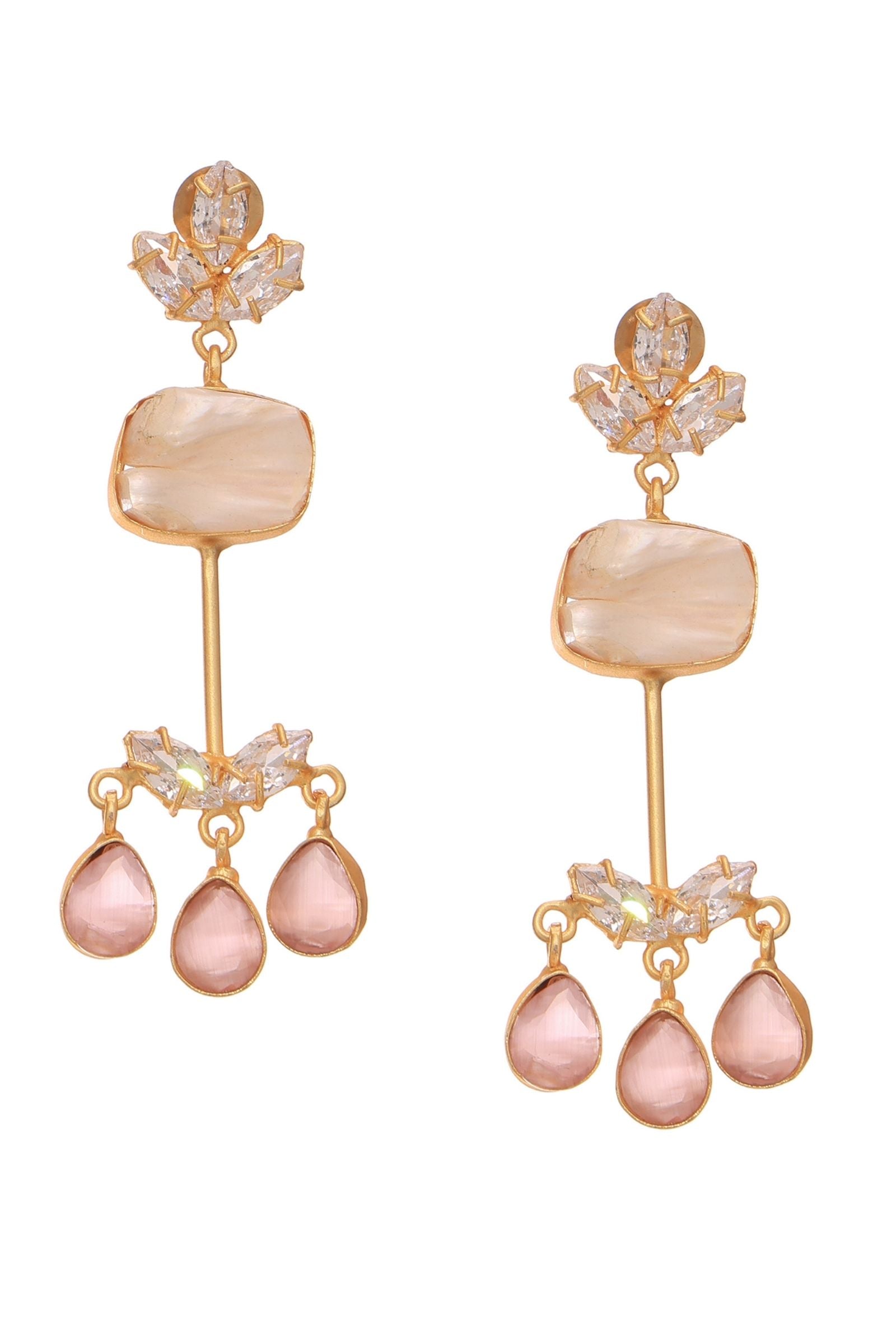 Monalisa Crystal Baroque Pearl Drop Earrings-Rose Pink