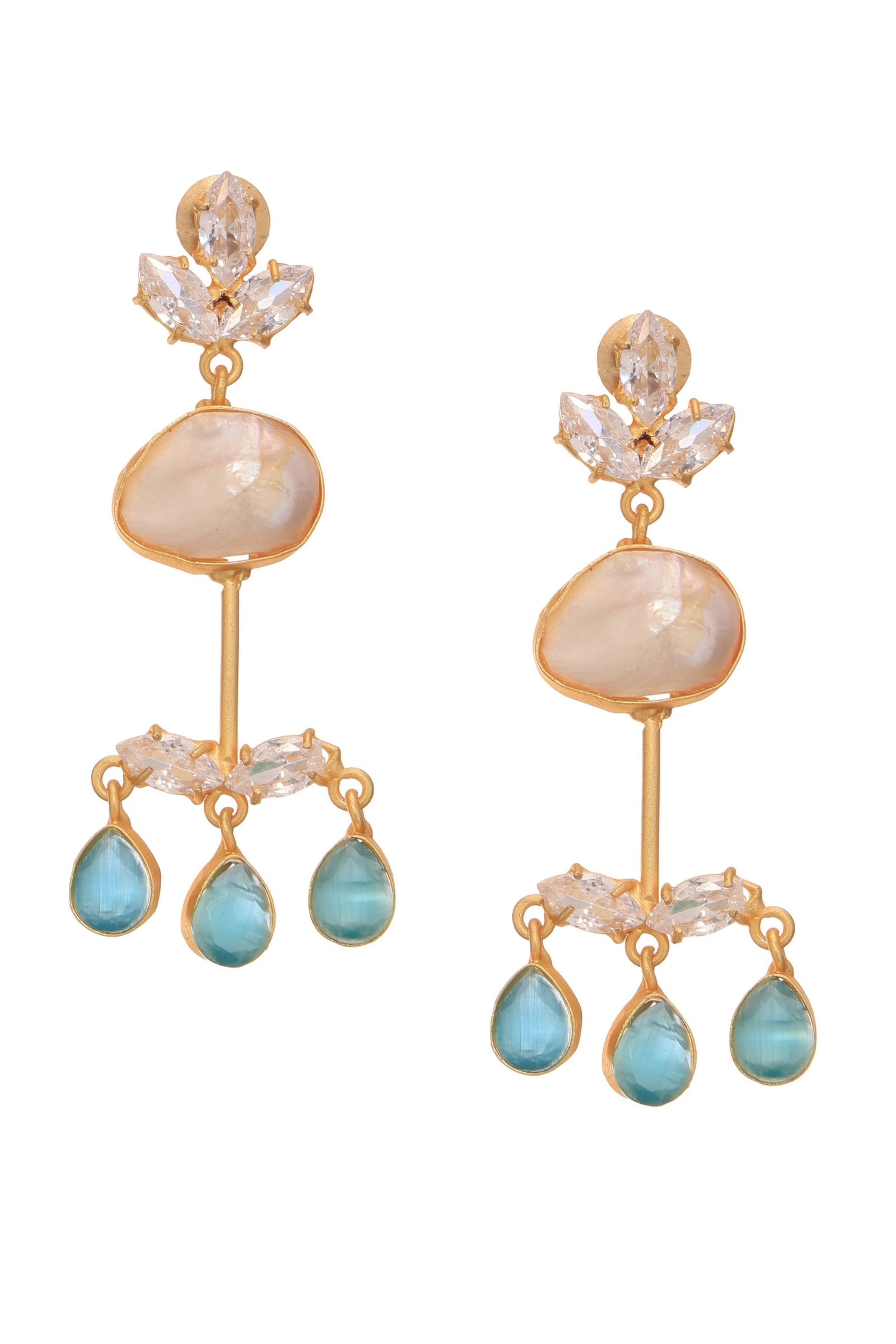 Monalisa Crystal Baroque Pearl Drop Earrings-Turquoise Blue