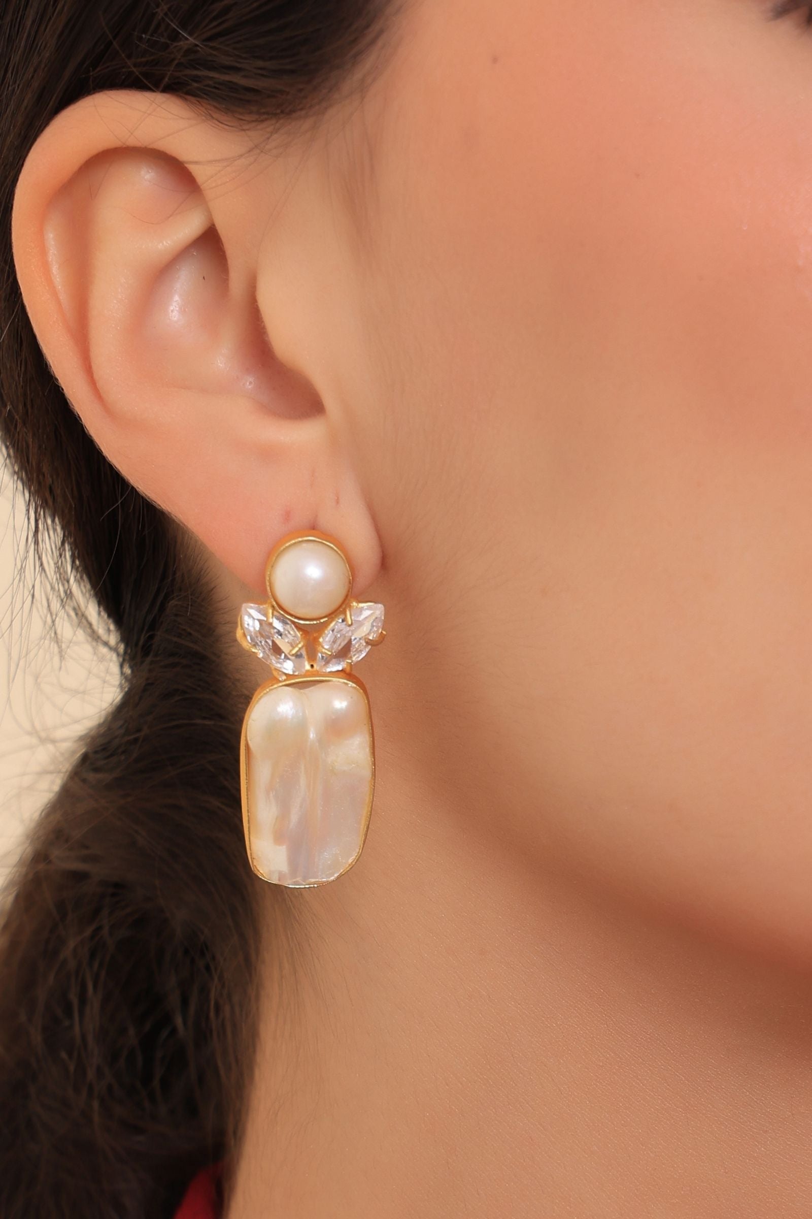 Baroque Elegance Freshwater Pearl Stud Earrings