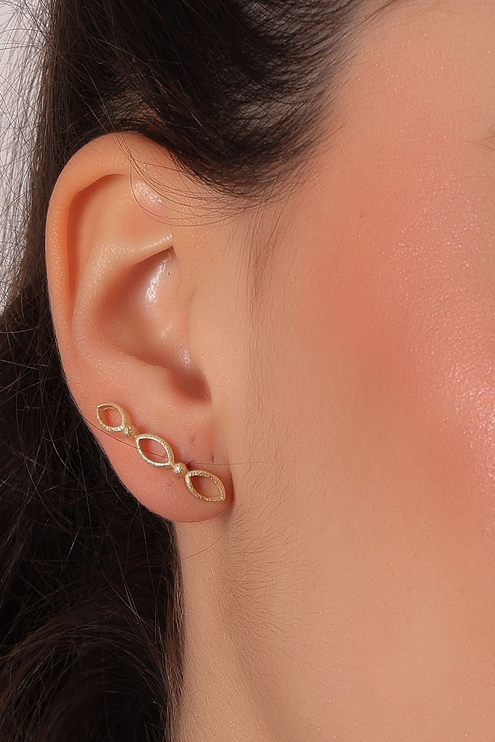 Gold Piacsso Climber Stud Earrings