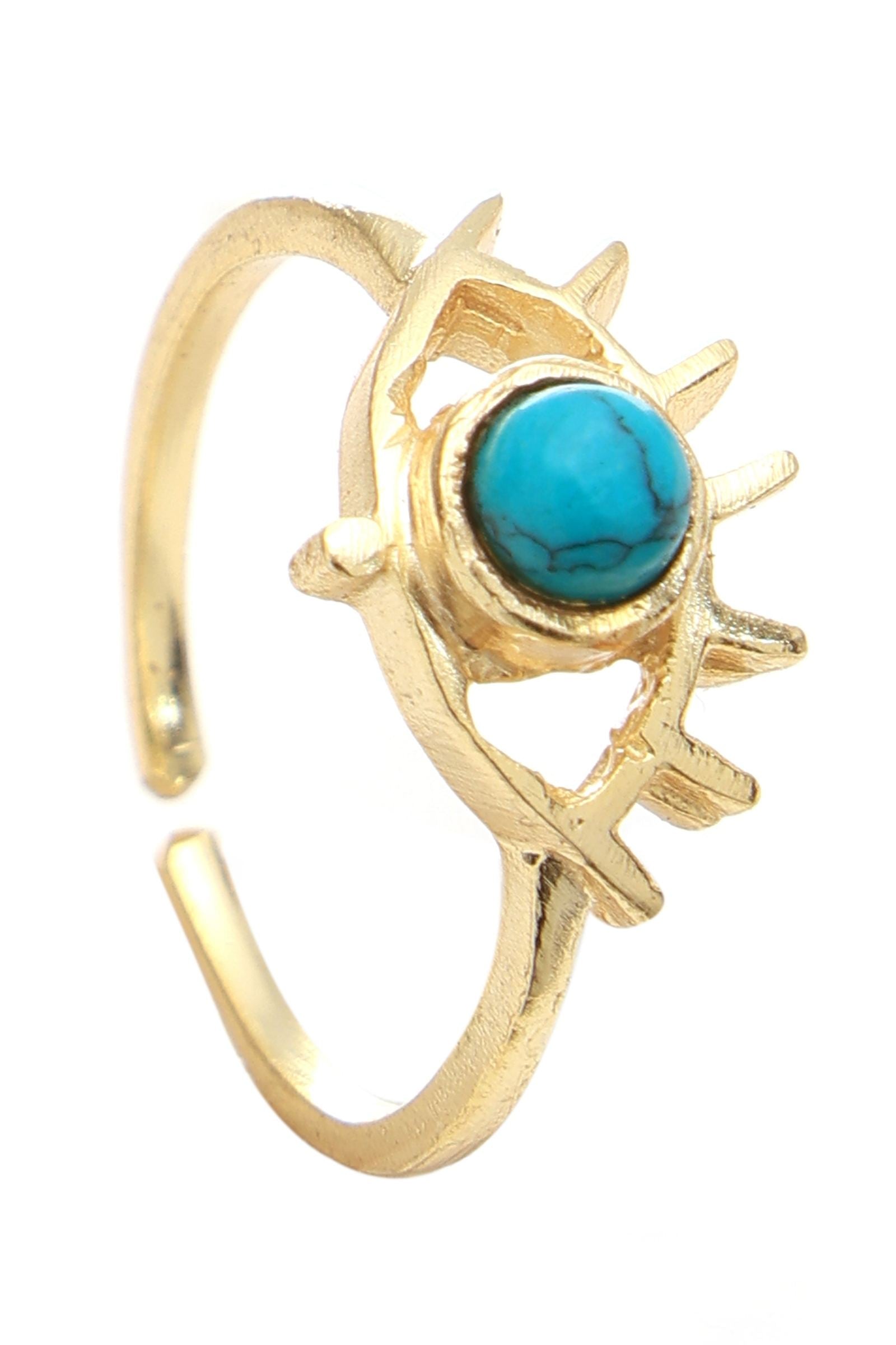 Turquoise Evil Eye Adjustable Ring