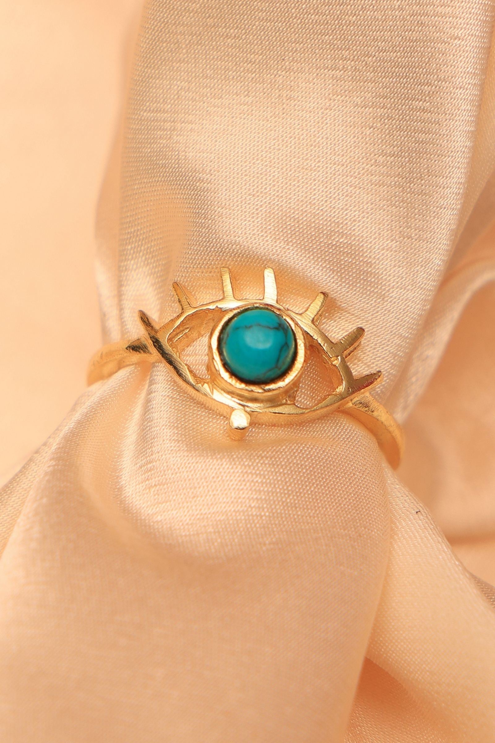 Turquoise Evil Eye Adjustable Ring