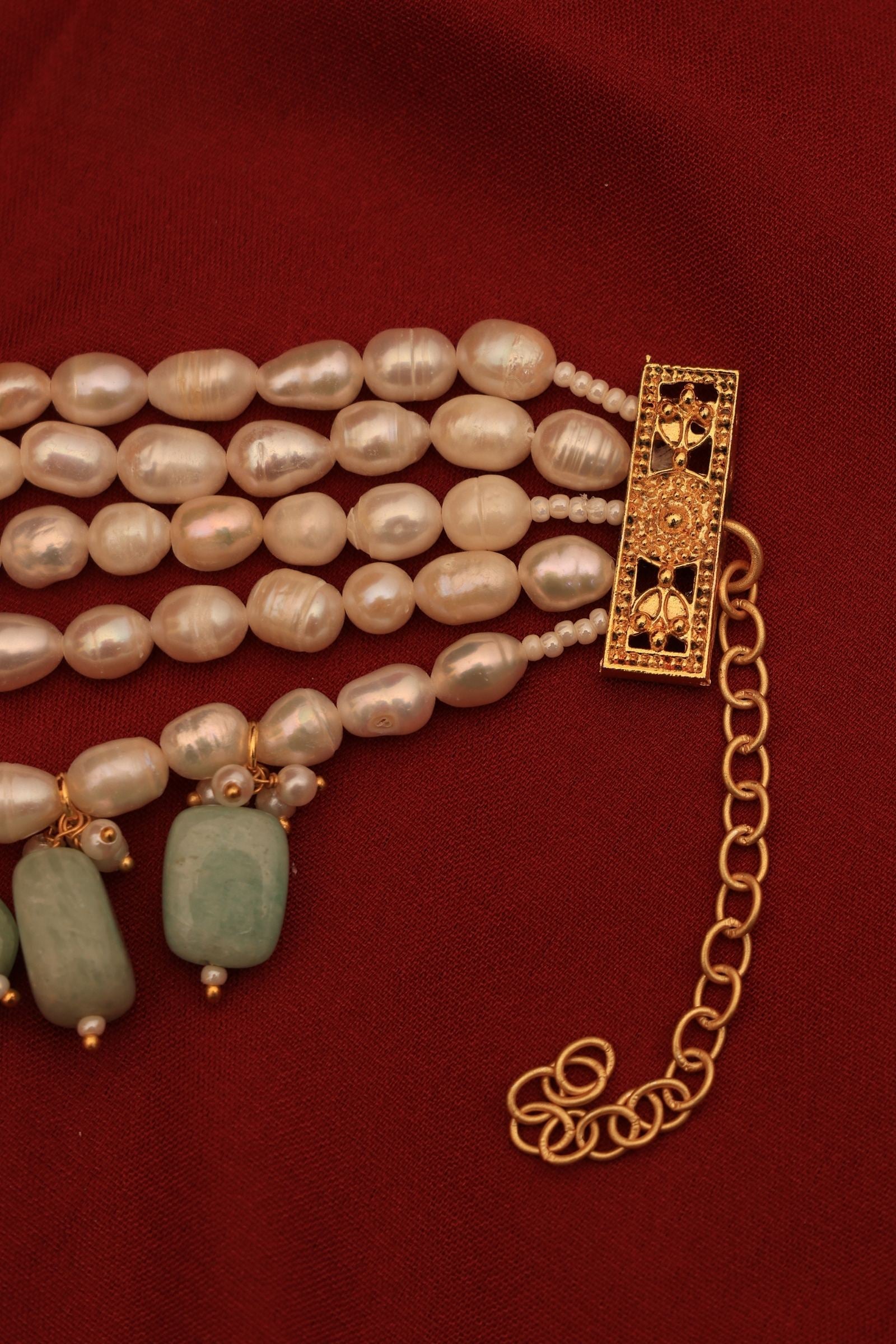 Amazonite Maharani Pearl Choker Set