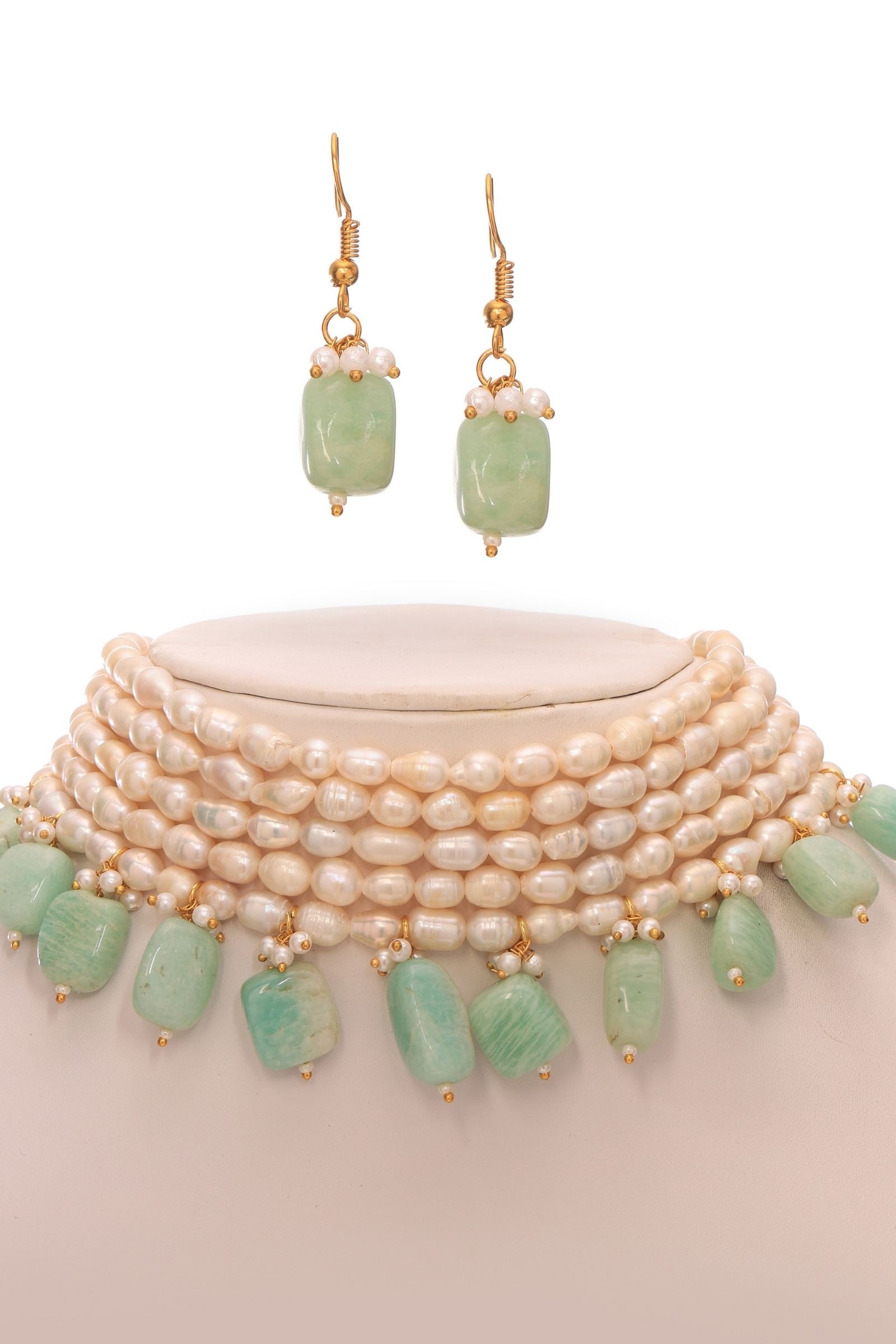 Amazonite Maharani Pearl Choker Set