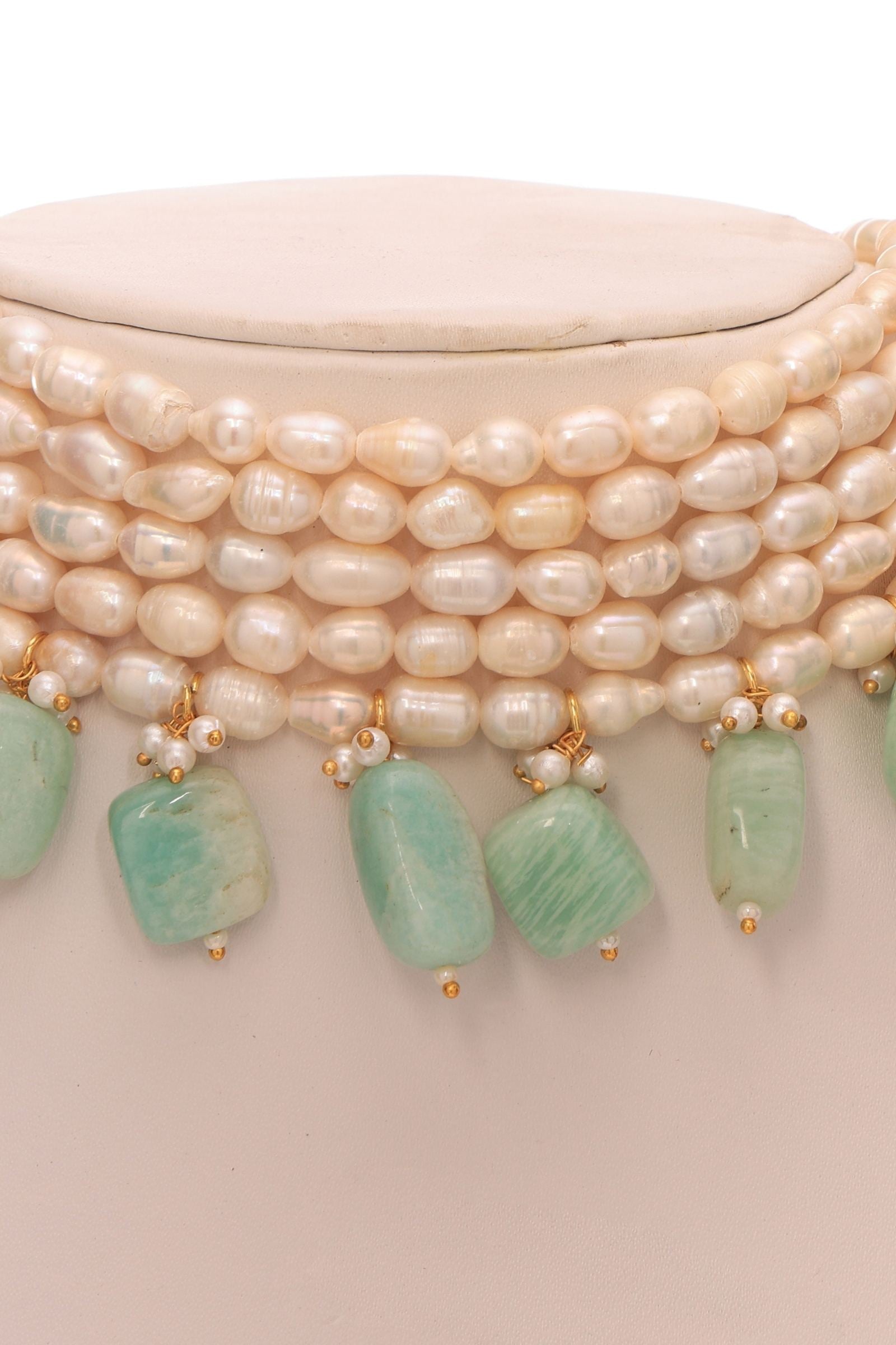 Amazonite Maharani Pearl Choker Set