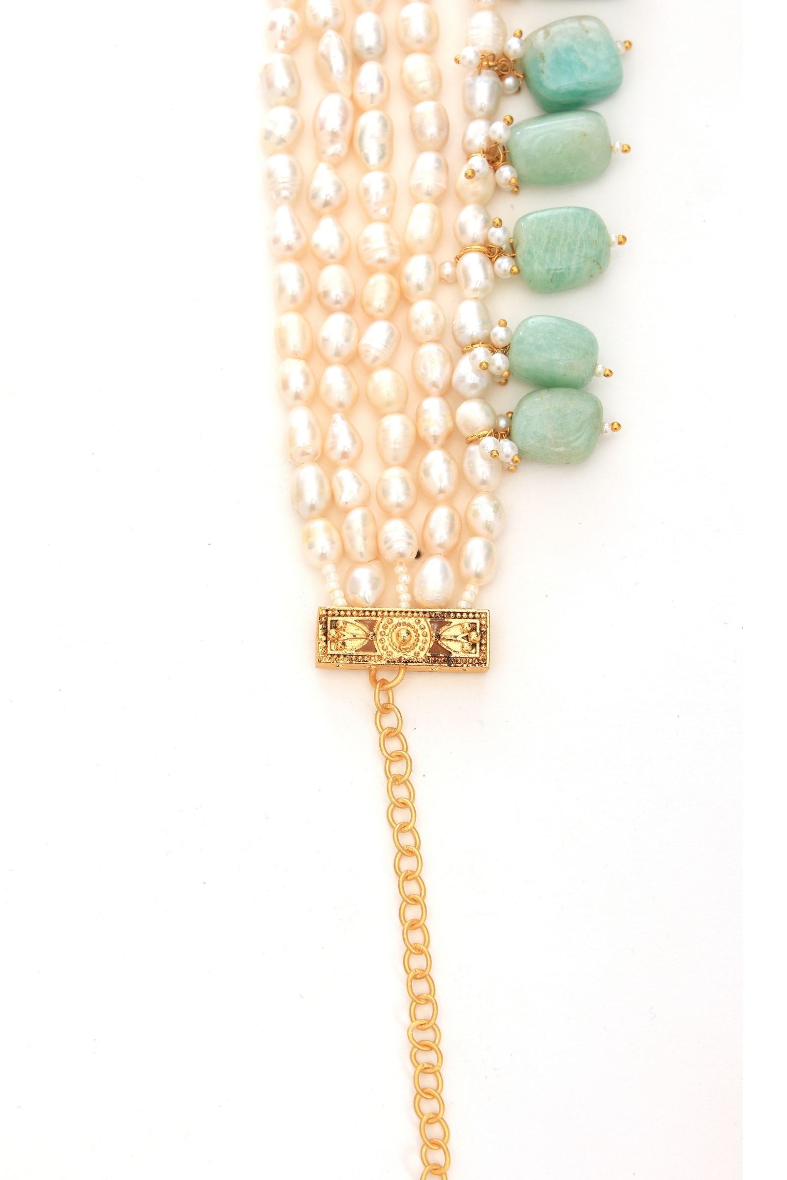 Amazonite Maharani Pearl Choker Set