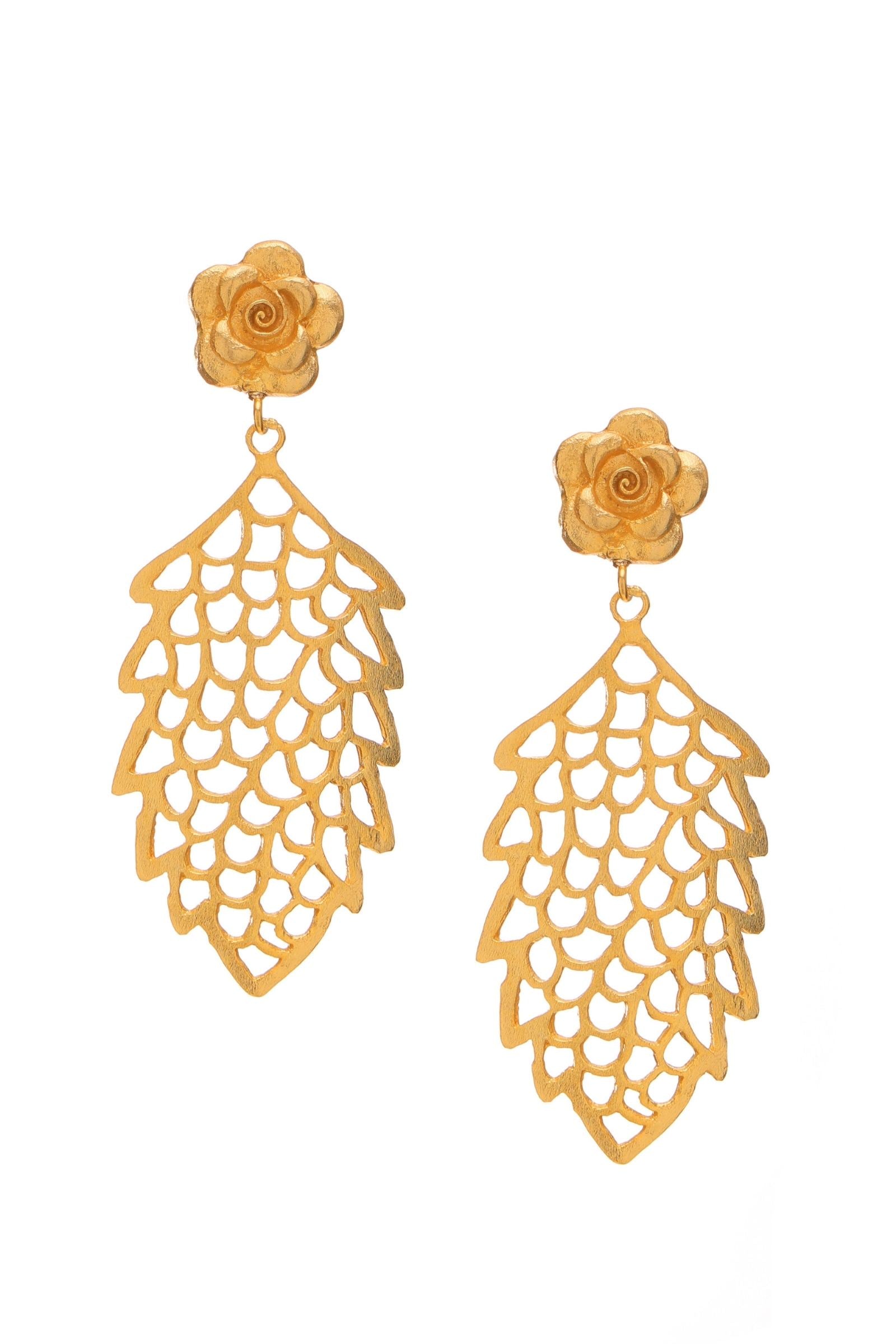 Gold Flower Jaali Earring