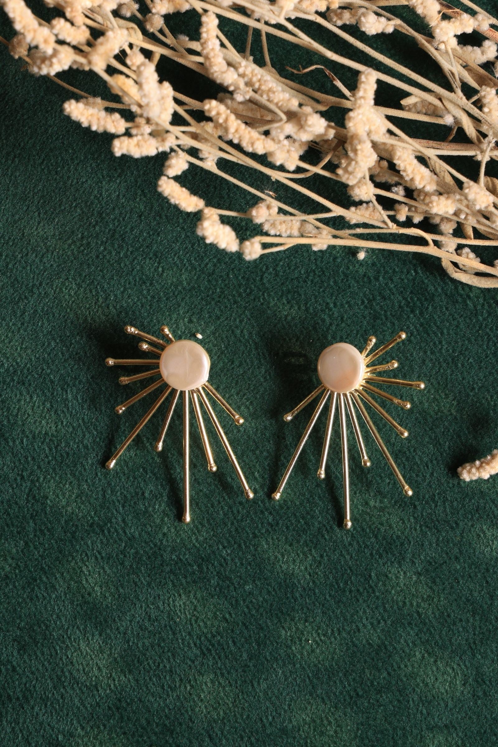 Pearl Sun Rays Stud Statement Earring