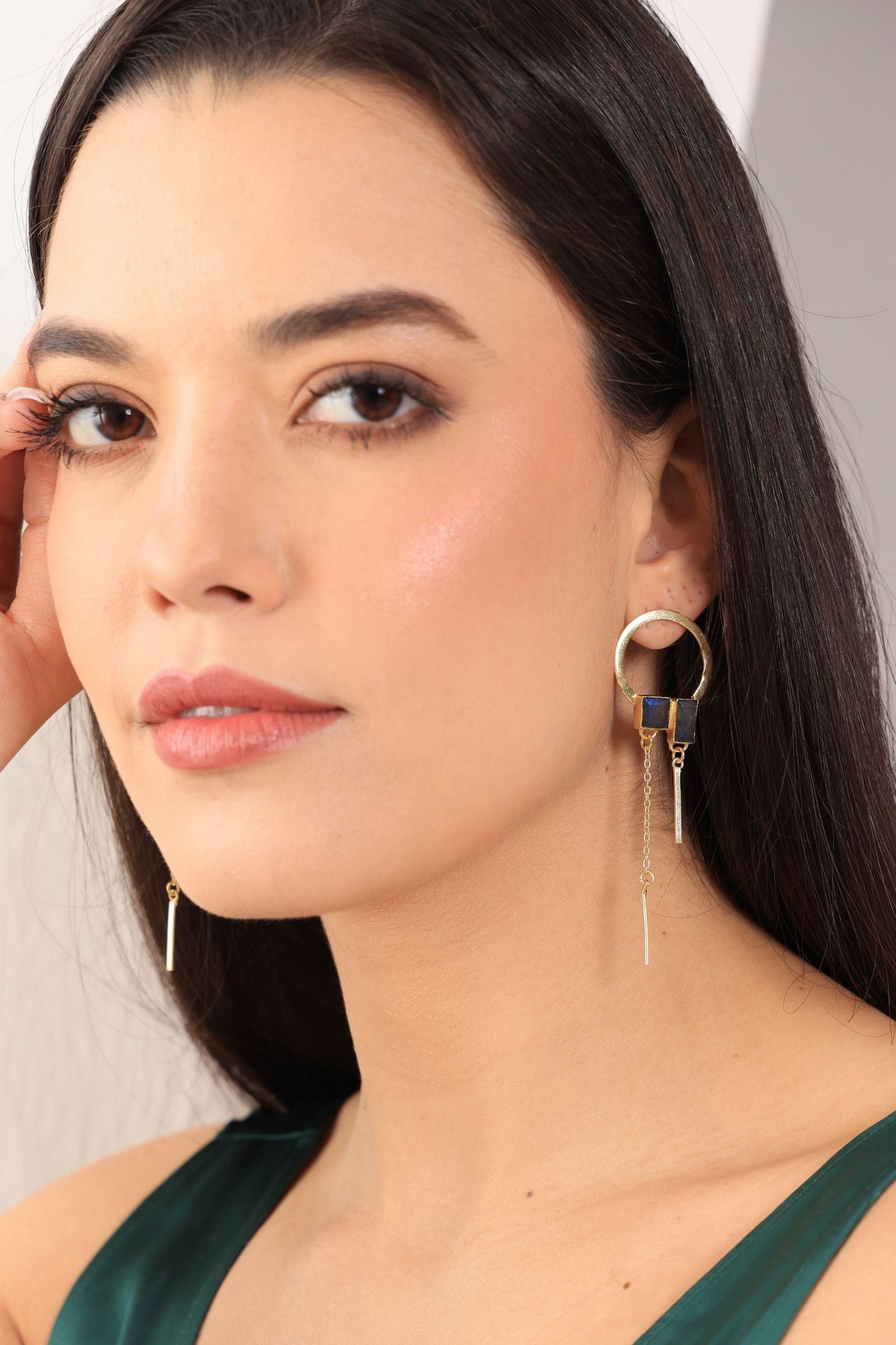 Labrodarite Statement Drop Earring