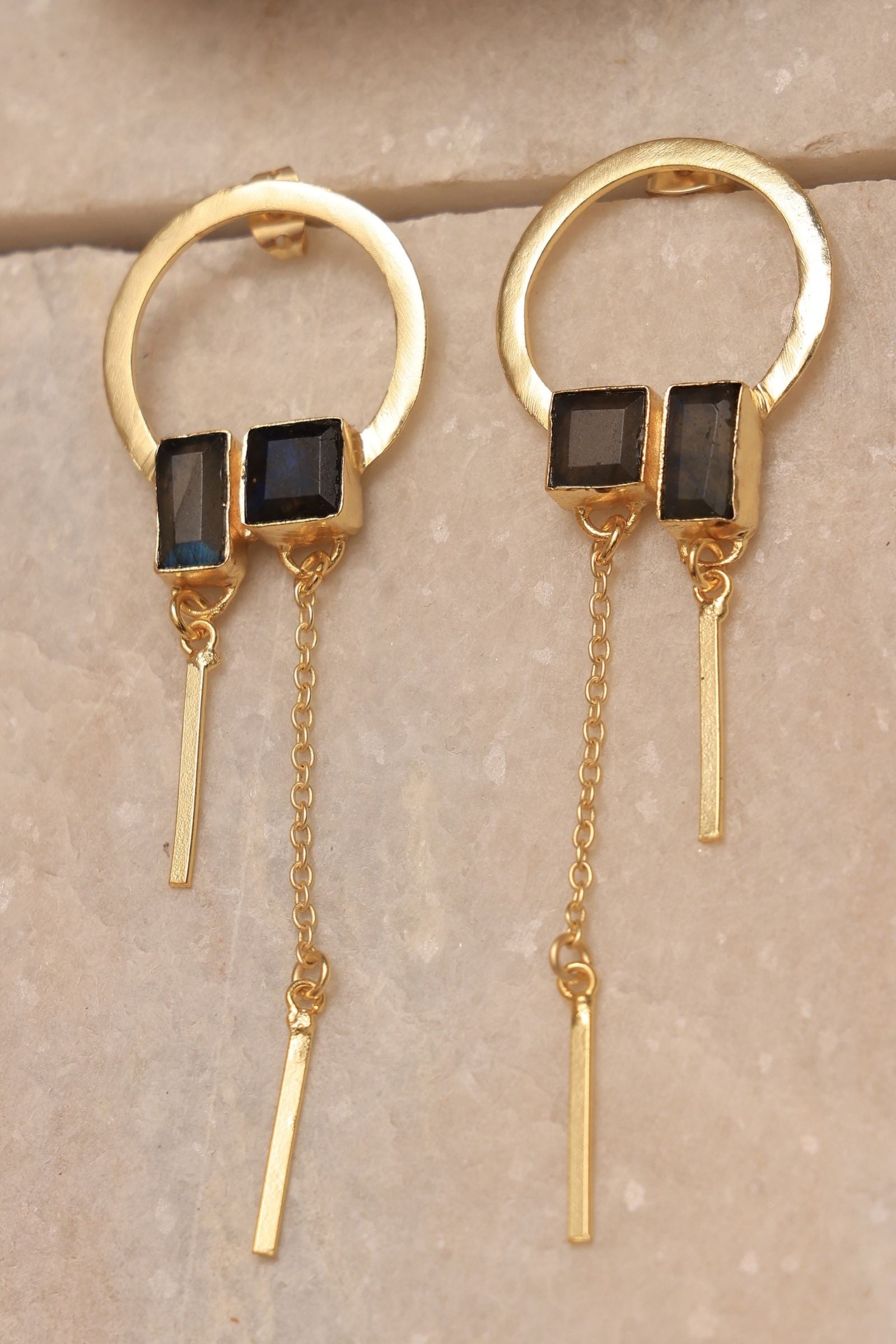 Labrodarite Statement Drop Earring