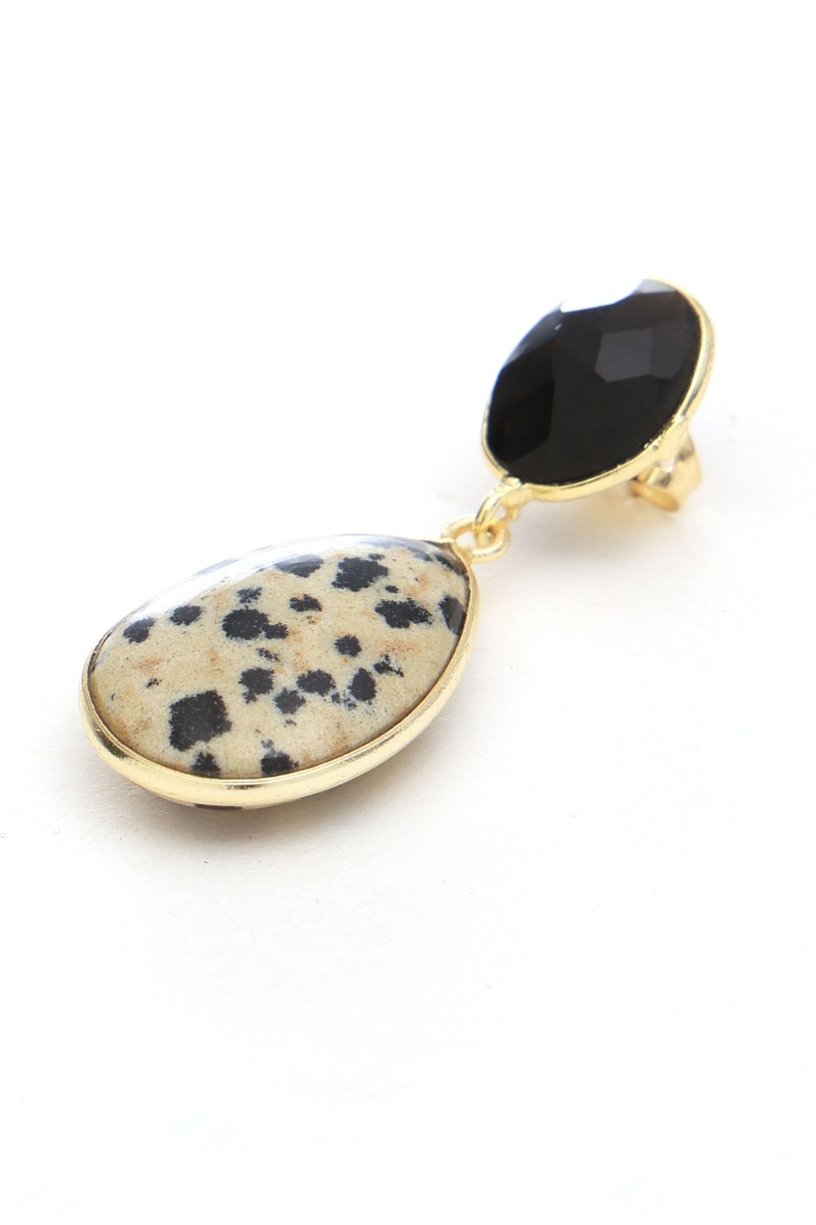 Black Onyx with Dalmation Jasper Drop Earring