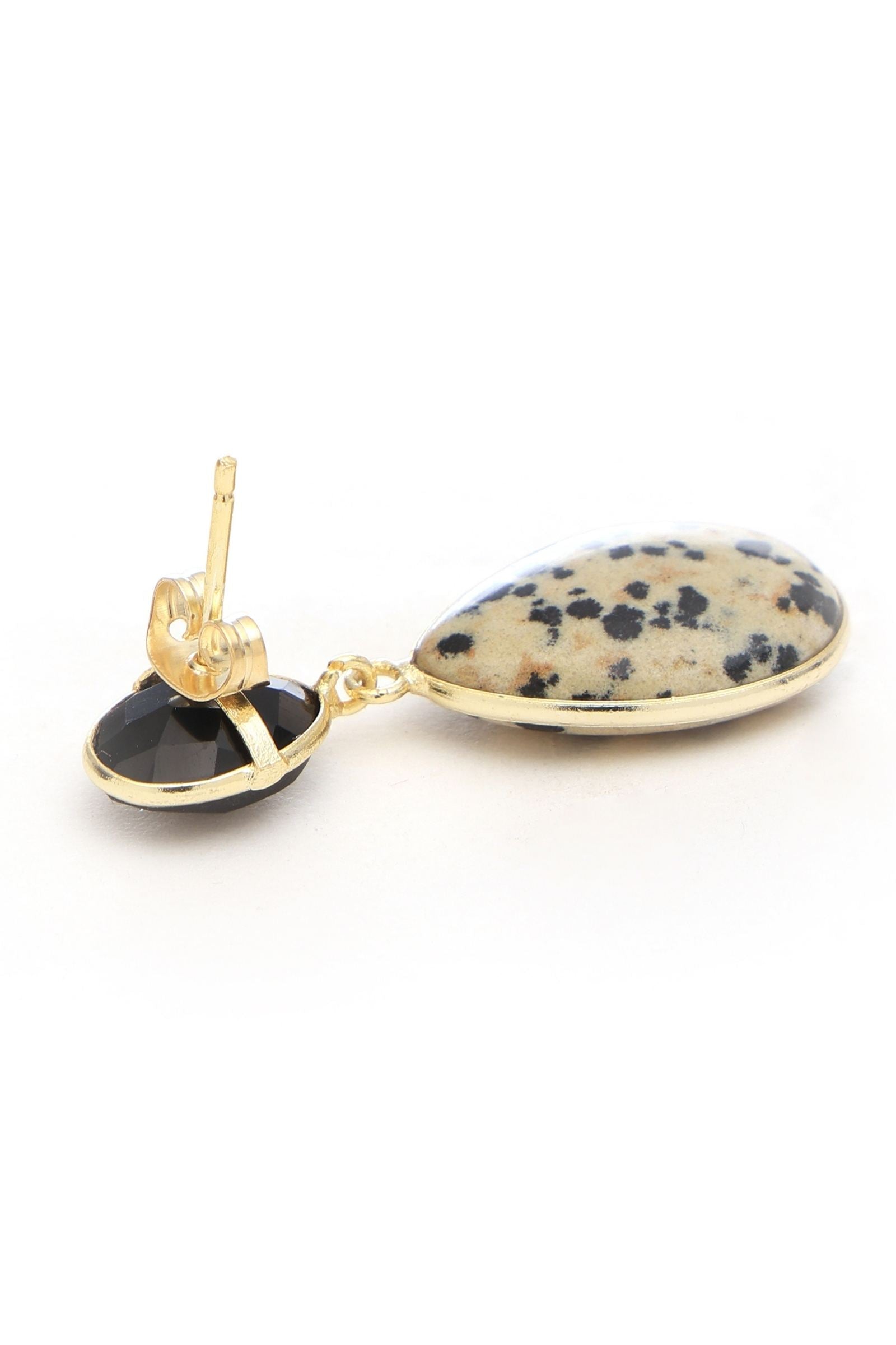 Black Onyx with Dalmation Jasper Drop Earring