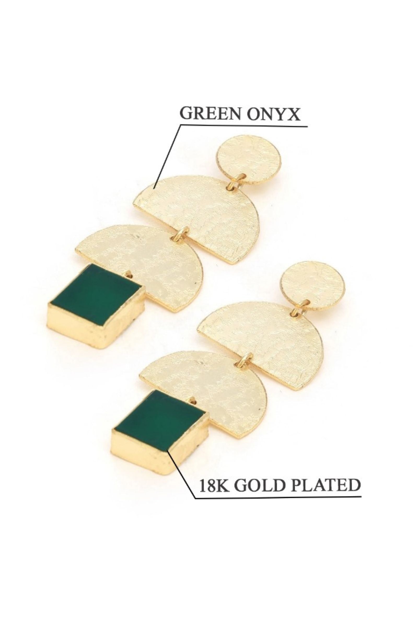 Textured Gold Green Onyx Dangler Earring