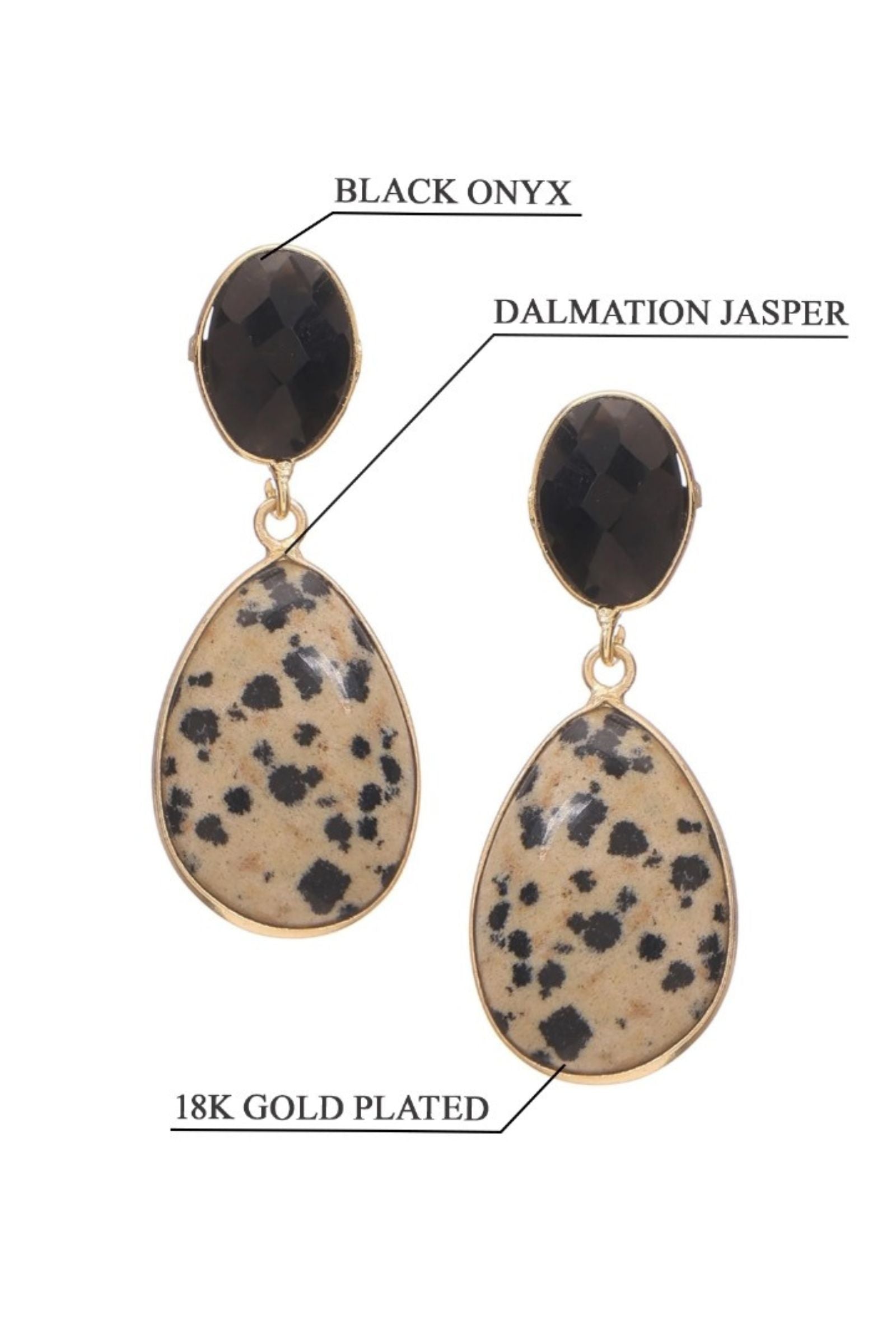 Black Onyx with Dalmation Jasper Drop Earring