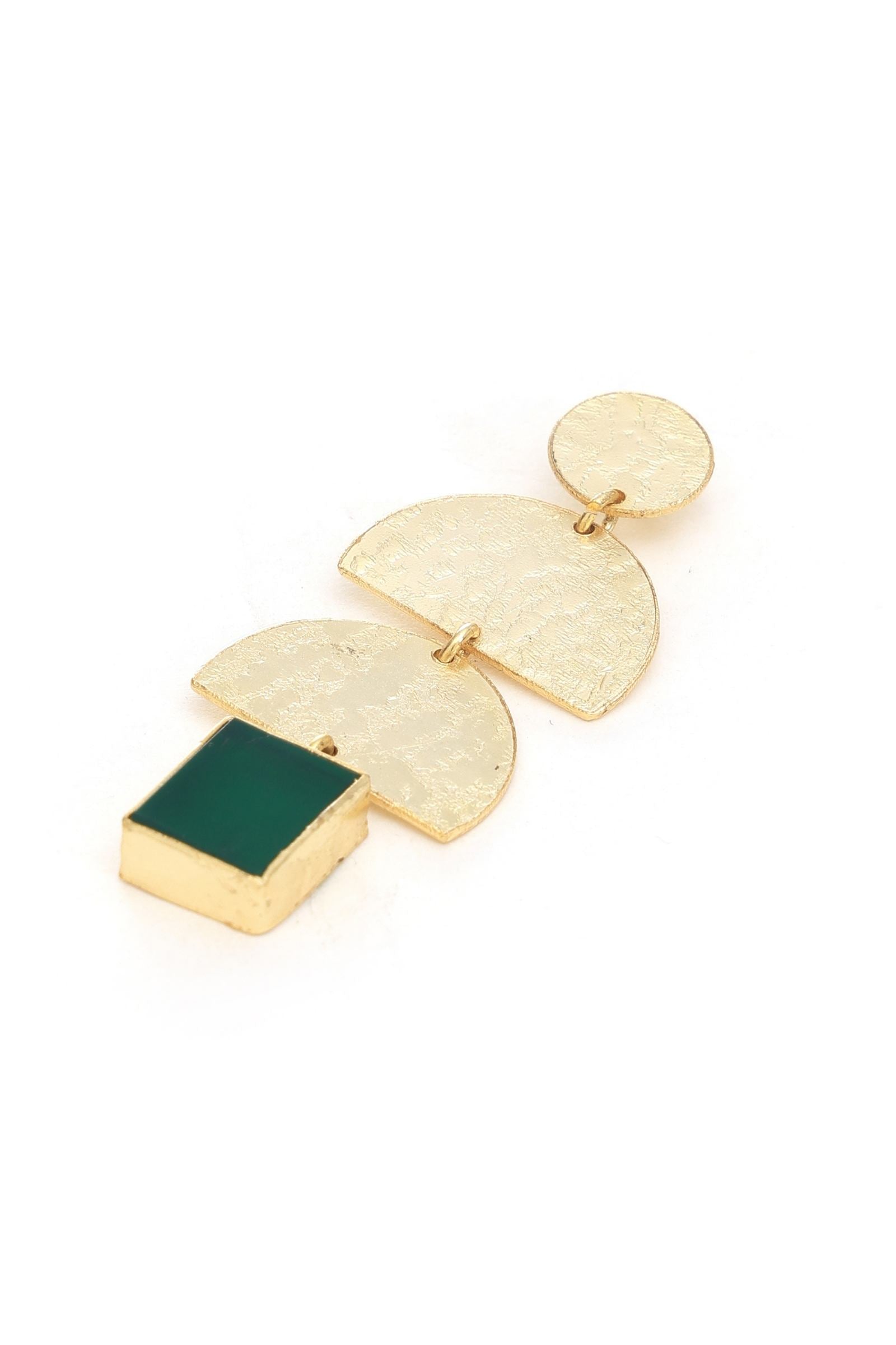 Textured Gold Green Onyx Dangler Earring